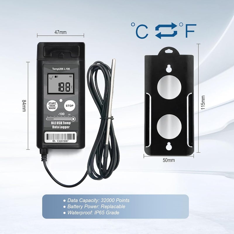 T-ZONE Bluetooth Temperature Data Logger USB Low Temp Recorder with Probe,Digital Freezer Thermometer Logger with Auto Report,Temperature Sensor for Refrigerator Lab Cold Chain Transportation Monitor - Image 5